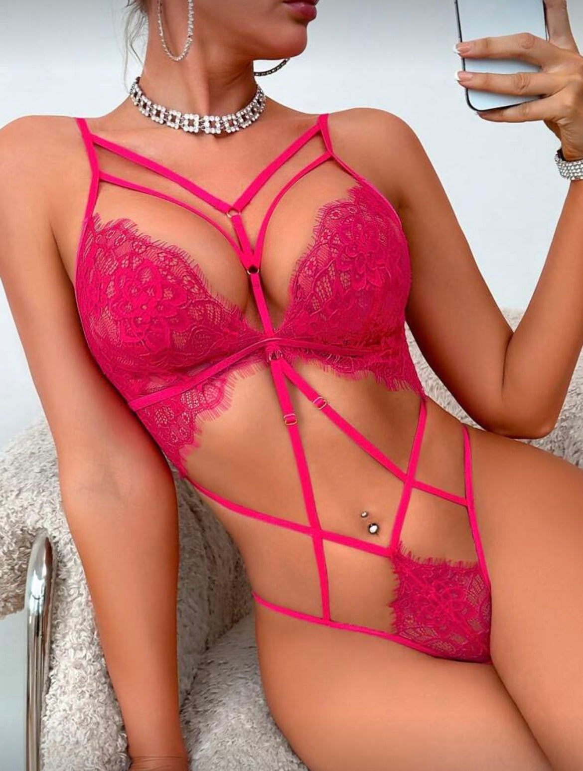 Body de encaje lineal